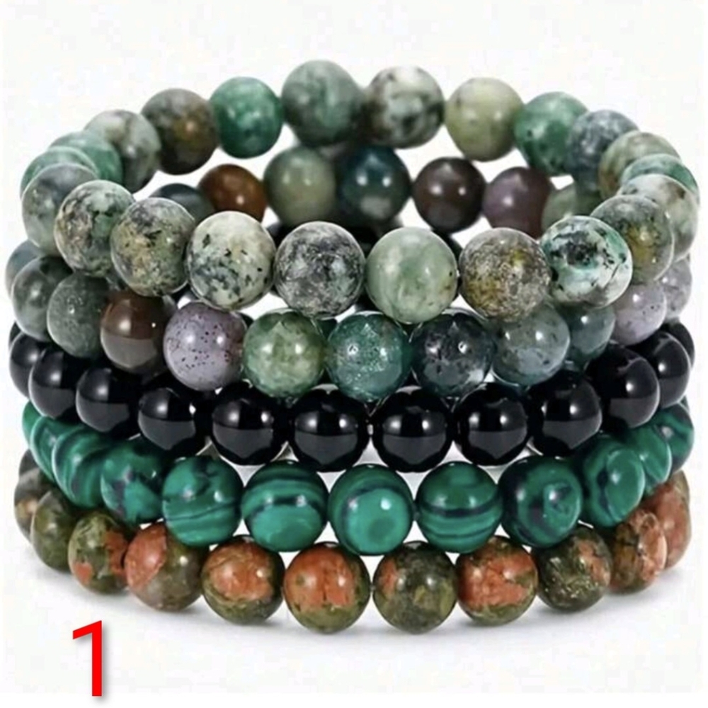 Natural Stone Bracelet Set Bohemian 70s Style Bracelets Jewelry Gift Idea Gifts - Picture 4 of 12